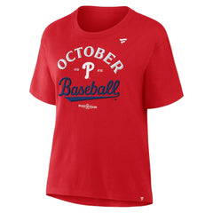 Philadelphia Phillies Women's 2025 MLB Postseason Locker Room T-Shirt - Red