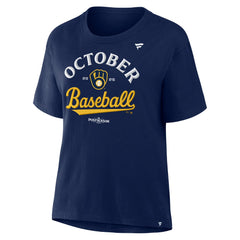 Milwaukee Brewers Women's 2025 MLB Postseason Locker Room T-Shirt - Navy