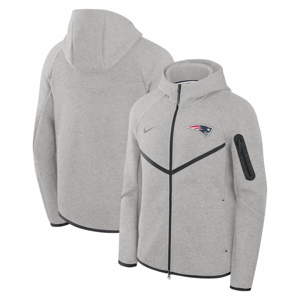 New England Patriots Tech Fleece Raglan Full-Zip Windrunner Hoodie - Heather Gray | Nike outlet