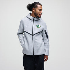 Green Bay Packers Tech Fleece Raglan Full-Zip Windrunner Hoodie - Heather Gray | Nike for sale