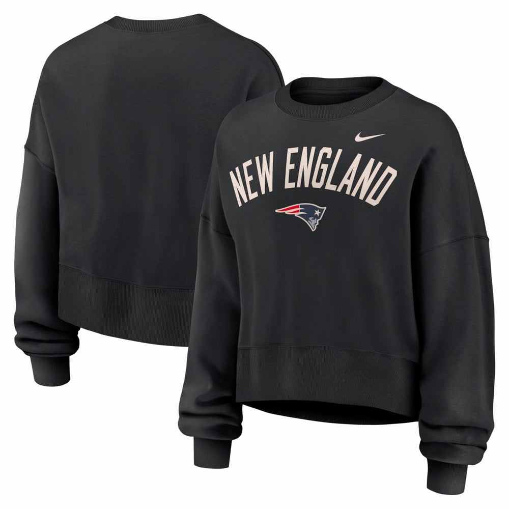 New England Patriots Women's Oversized High Hip Legacy Arch Phoenix Fleece Sweatshirt - Black | Nike discount