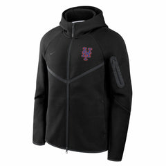 New York Mets Tech Fleece Raglan Full-Zip Windrunner Hoodie - Black | Nike
