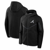 Atlanta Braves Tech Fleece Raglan Full-Zip Windrunner Hoodie - Black | Nike