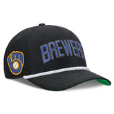 Milwaukee Brewers Cooperstown Collection Rise Adjustable Hat - Black | Nike