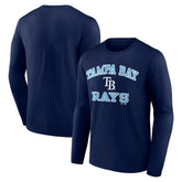Tampa Bay Rays Logo Athletic Heart & Soul Long Sleeve T-Shirt - Navy