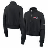 New England Patriots Women's Legacy Phoenix Fleece Cropped Half-Zip Sweatshirt - Black | Nike outlet