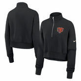 Chicago Bears Women's Legacy Phoenix Fleece Cropped Half-Zip Sweatshirt - Black | Nike for sale