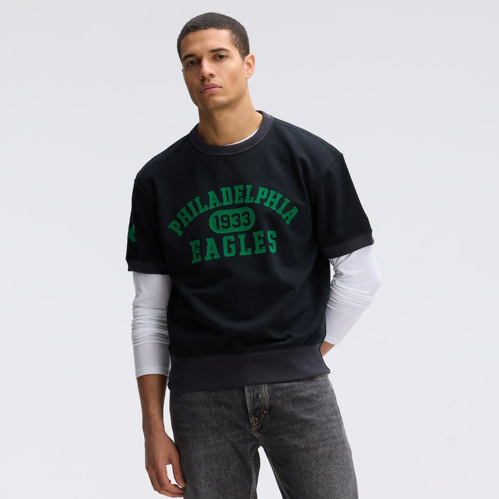 Philadelphia Eagles IconicFleece Short Sleeve Sweatshirt - Black cheap