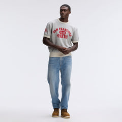 San Francisco 49ers IconicFleece Short Sleeve Sweatshirt - Heather Gray discount