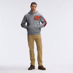 San Francisco 49ers IconicFleece Letterman Hoodie - Athletic Heather Gray sale