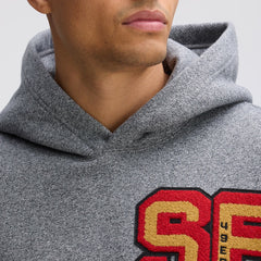 San Francisco 49ers IconicFleece Letterman Hoodie - Athletic Heather Gray sale
