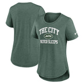 New York Jets Women's The City Never Sleeps Tri-Blend T-Shirt - Heather Green | Nike discount