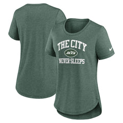 New York Jets Women's The City Never Sleeps Tri-Blend T-Shirt - Heather Green | Nike discount