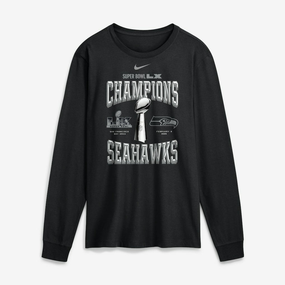Seattle Seahawks Super Bowl LX Champions Locker Room Trophy Collection Long Sleeve T-Shirt - Black | Nike on sale