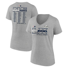 New England Patriots Women's Super Bowl LX Roster V-Neck T-Shirt - Heather Gray outlet