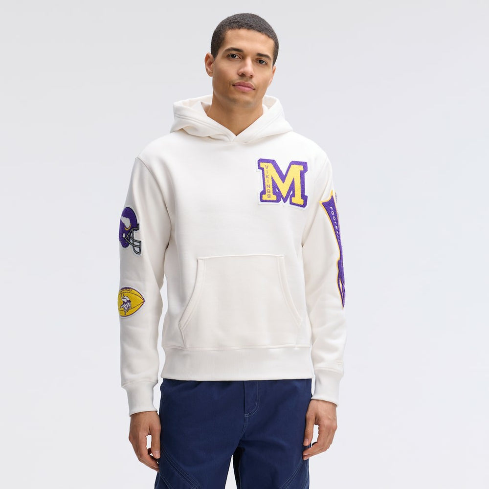 Minnesota Vikings IconicFleece Letterman Hoodie - Oatmeal cheap