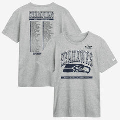Seattle Seahawks Super Bowl LX Champions Ice Classic Roster T-Shirt - Heather Gray | Nike outlet