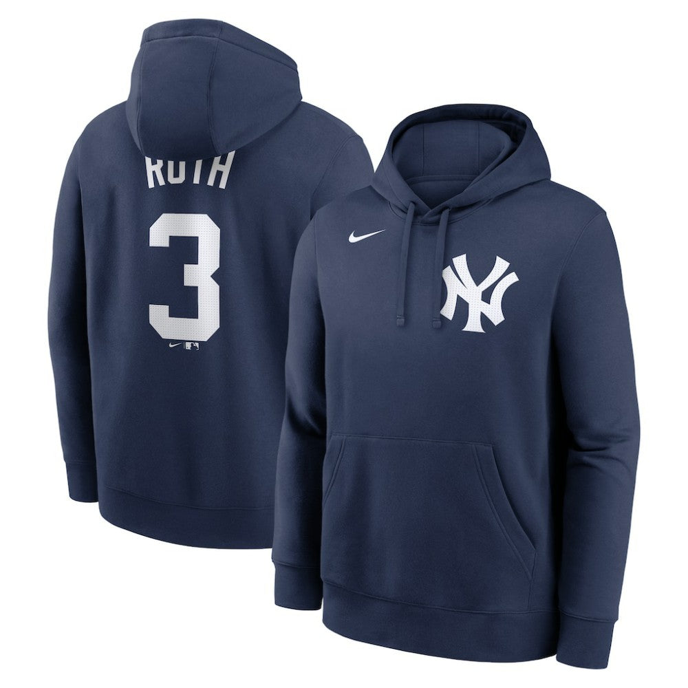 Babe Ruth New York Yankees Retired Player Name & Number Club Pullover Hoodie - Navy | Nike