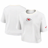 Kansas City Chiefs Women's Striped Cropped T-Shirt - Yellow/Cream | Nike outlet