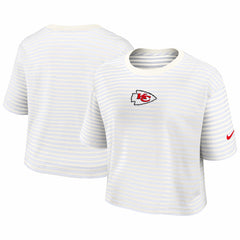 Kansas City Chiefs Women's Striped Cropped T-Shirt - Yellow/Cream | Nike outlet