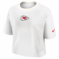 Kansas City Chiefs Women's Striped Cropped T-Shirt - Yellow/Cream | Nike outlet