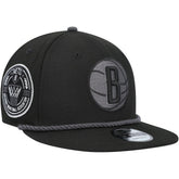 Brooklyn Nets Back Laurels 9FIFTY Snapback Hat - Black | New Era for sale