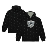 Las Vegas Raiders Allover Print Fleece Pullover Hoodie - Black outlet