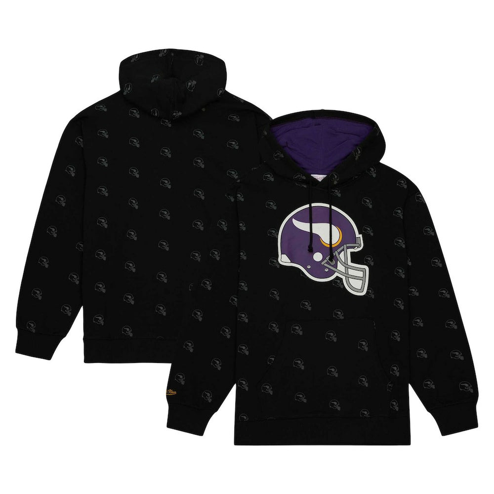 Minnesota Vikings Allover Print Fleece Pullover Hoodie - Black sale