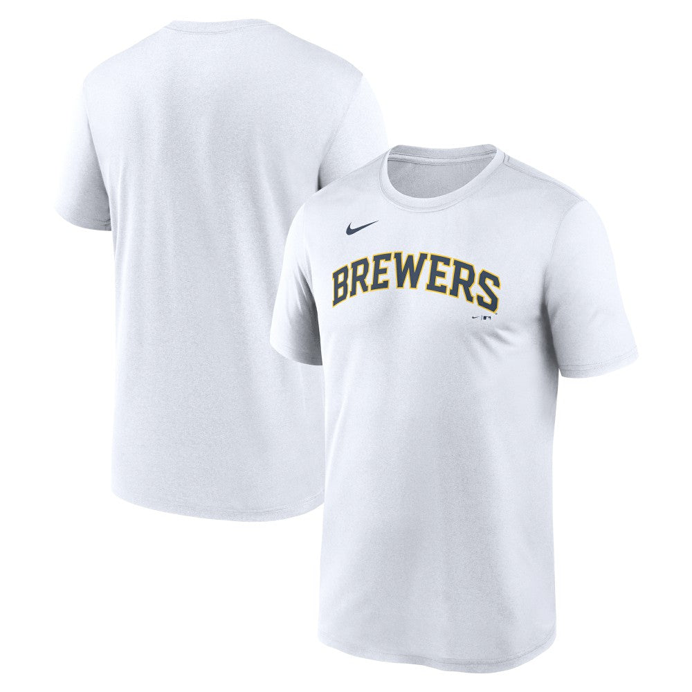 Milwaukee Brewers New Legend Wordmark Dri-FIT T-Shirt - White | Nike