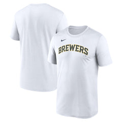 Milwaukee Brewers New Legend Wordmark Dri-FIT T-Shirt - White | Nike