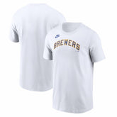 Milwaukee Brewers Cooperstown Collection Wordmark T-Shirt - White | Nike