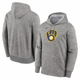 Milwaukee Brewers Primary Logo Therma Hoodie - Heather Gray | Nike