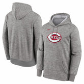 Cincinnati Reds Primary Logo Therma Hoodie - Heather Gray | Nike
