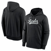 Cincinnati Reds Primary Wordmark Therma Hoodie - Black | Nike