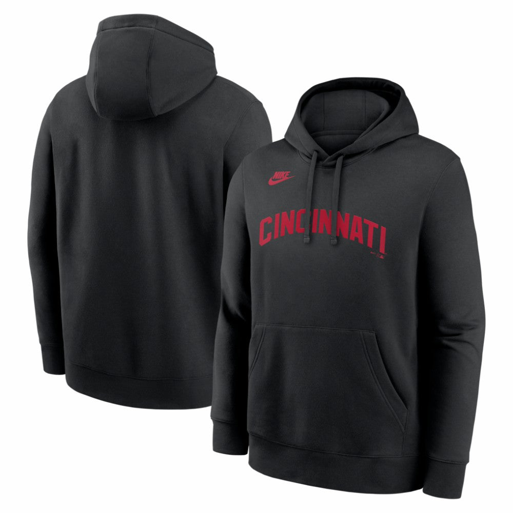 Cincinnati Reds Cooperstown Collection Wordmark Club Hoodie - Black | Nike
