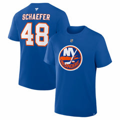 Matthew Schaefer New York Islanders Fanatics Authentic Stack Name & Number T-Shirt Royal
