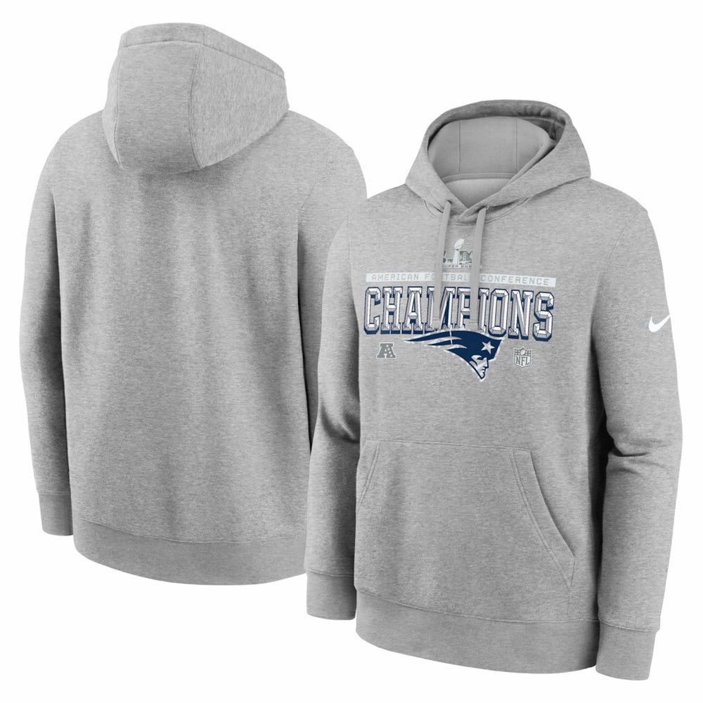 New England Patriots 2025 AFC Champions Locker Room Trophy Collection Hoodie - Heather Gray | Nike for sale