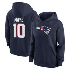 Drake Maye New England Patriots Women's Player Name & Number Fleece Hoodie - Navy | Nike cheap