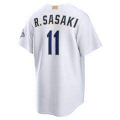 Roki Sasaki Los Angeles Dodgers 2026 Gold Collection Stadium Jersey - White | Nike