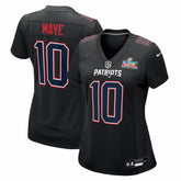 Drake Maye New England Patriots Women's Super Bowl LX Patch Carbon Fashion Game Jersey - Black | Nike on sale