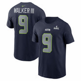Kenneth Walker III Seattle Seahawks Super Bowl LX Patch Name & Number T-Shirt - College Navy | Nike sale