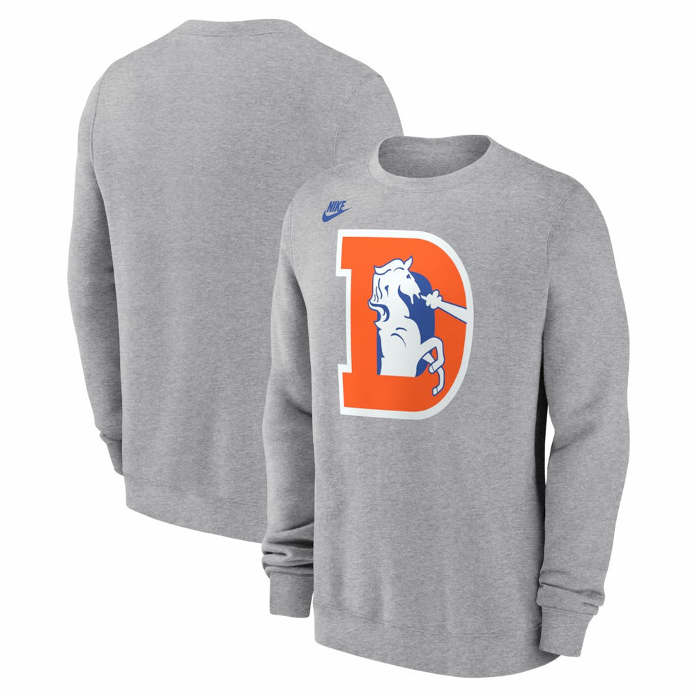 Denver Broncos D Horse Logo Club Sweatshirt - Heather Gray | Nike discount
