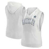 Dallas Cowboys Women's Lounge Script Sleeveless V-Neck Pullover Hoodie - Oatmeal outlet