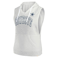 Dallas Cowboys Women's Lounge Script Sleeveless V-Neck Pullover Hoodie - Oatmeal outlet