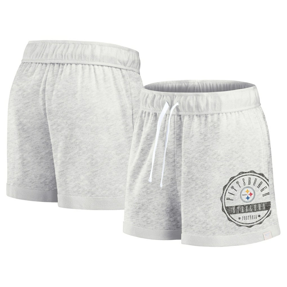 Pittsburgh Steelers Women's Vintage Badge Shorts - Oatmeal for sale