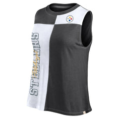 Pittsburgh Steelers FanaticsWomen's Script Color Block Tank Top - Black/White for sale