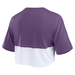 Baltimore Ravens Women's Boxy Color Split Cropped T-Shirt - Purple/White for sale