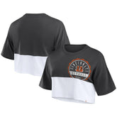 Cincinnati Bengals Women's Boxy Color Split Cropped T-Shirt - Black/White outlet