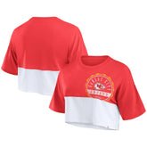 Kansas City Chiefs Women's Boxy Color Split Cropped T-Shirt - Red/White online