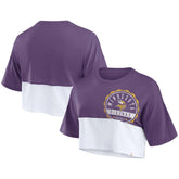 Minnesota Vikings Women's Boxy Color Split Cropped T-Shirt - Purple/White outlet